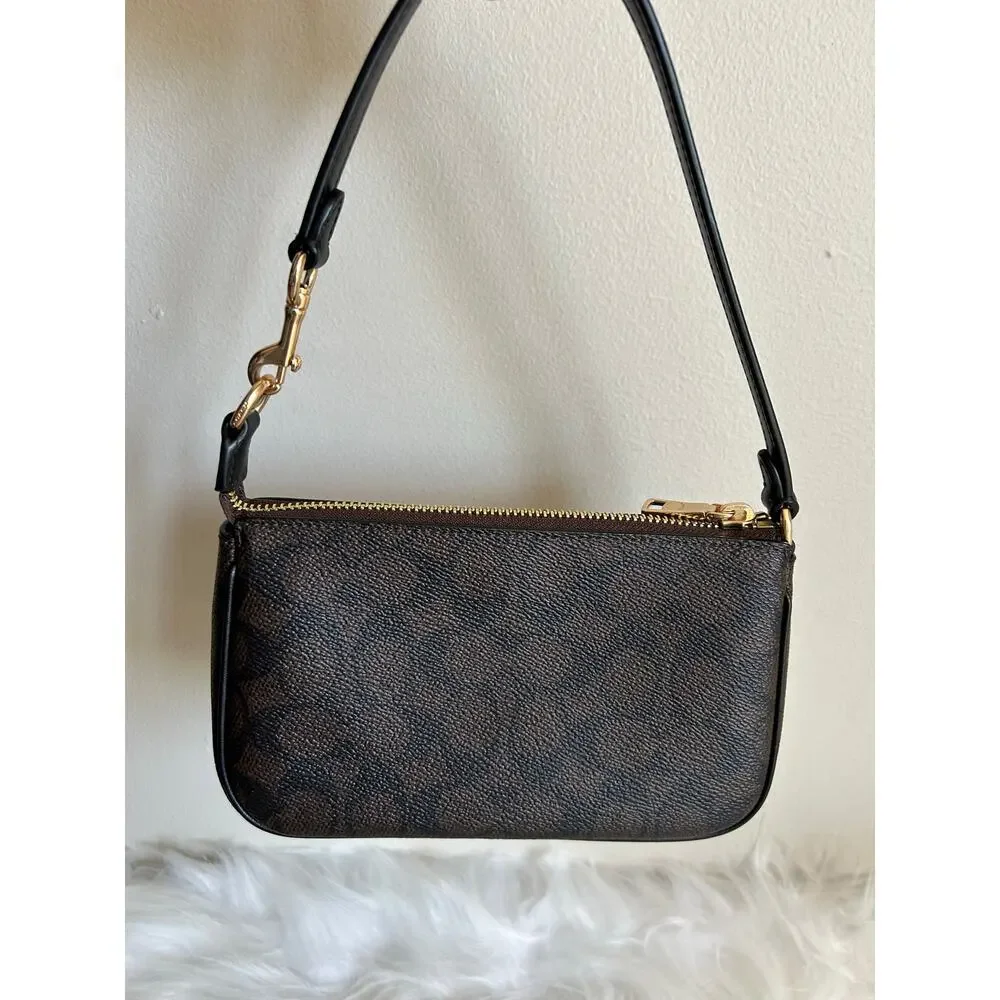 Coach Nolita 19 Brown Black Signature‎ Canvas Shoulder Bag Excellent